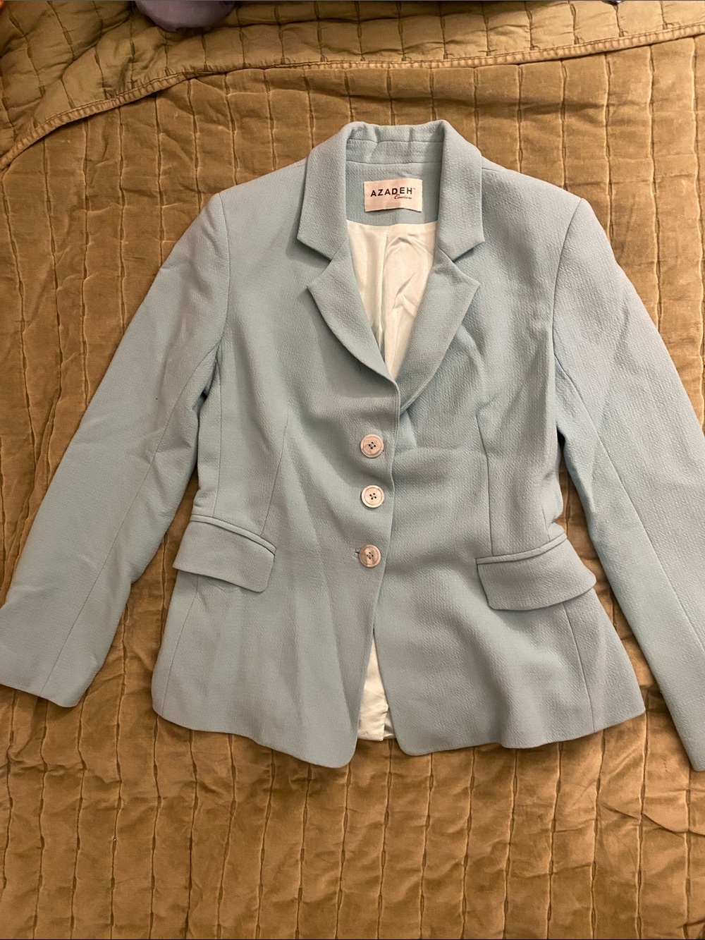 Azadeh Couture Light Blue Women's Structured Tailored Blazer